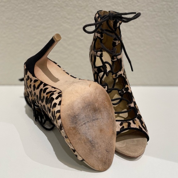 Zara Basic Animal Print Lace-up Ankle Booties - Picture 6 of 7